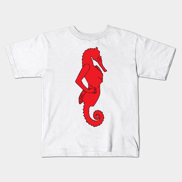 Seahorse (with outline) Kids T-Shirt by craftsbeforeshafts